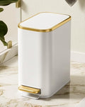 Cesun Small Bathroom Trash Can with Gold Grimmed Lid & Pedal, 1.3Gal, White by Cesun
