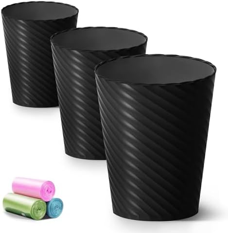 Lysam Bathroom Trash Can 3 Pack, 1.8 Gallon Small Trash Can with Trash Bags by Lysam