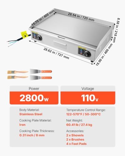 VEVOR Commercial Electric Griddle, 30" No Plug, Countertop Flat Top Griddle - Image 7