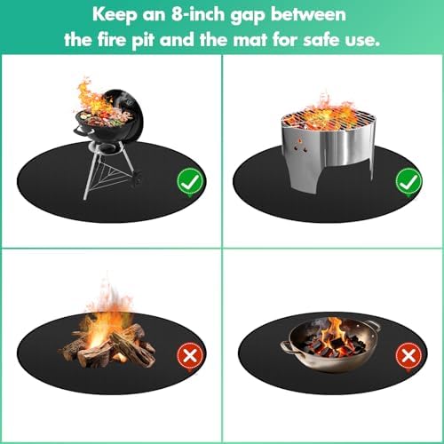 Round Fire Pit Mat 48 Inch, Fireproof Deck Protector, Heat Resistant Waterproof Pad for Patio, Lawn & Outdoor Fire Pit - Image 7