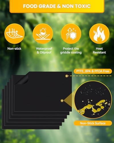 6PCs Grill Mats for Indoor Grill & Oven, 100% Non-Stick PTFE Sheets - Image 3