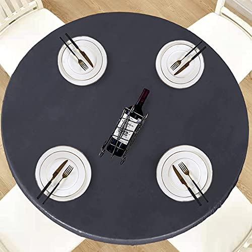 LUSHVIDA Round Tablecloth, Fitted Table Cloth for 45"-56" Tables, Grey by LUSHVIDA