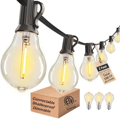 Outdoor String Lights 100FT Patio Lights Waterproof for Backyard Porch Deck by Lifeisgood