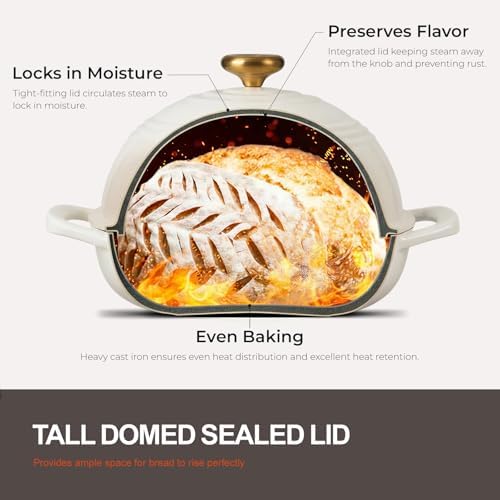 Overmont Enameled Cast Iron Dutch Oven, 6QT Bread Oven with Dome Lid Recipe - Image 4