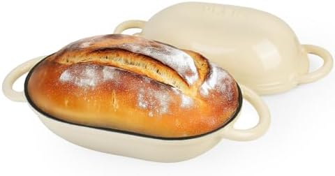 Dutch Oven for Bread Baking – Premium Cast Iron Pot with Lid – Perfect for Sourdough, Artisan Loaves & No-Knead Bread – 2 QT / 1.9L (Enameled, Round, Oven & Stovetop Safe), White by UFEH