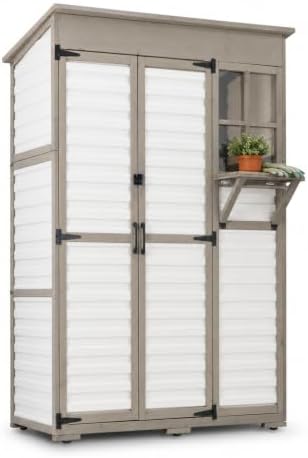 Large Outdoor Storage Cabinet with Dual-Zone Shelves, Garden Shed by MAGAZOOPET