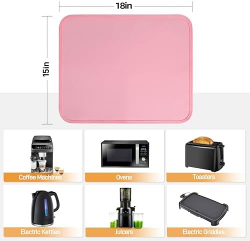 Heat Resistant Mats for Air Fryer on Countertop, 18 x 15in, Pink - Image 4