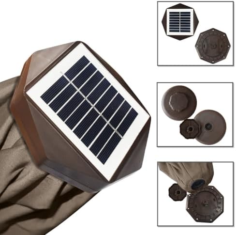 EliteShade USA 10-Year-Non-Fading 9ft Market Patio Umbrella, Commercial Grade Table Sun Umbrella with 80 Solar LED Lights, Crank Open, Windproof & UPF 50+ UV Protection for Garden, Deck, Pool, Backyard, Mushroom - Image 6