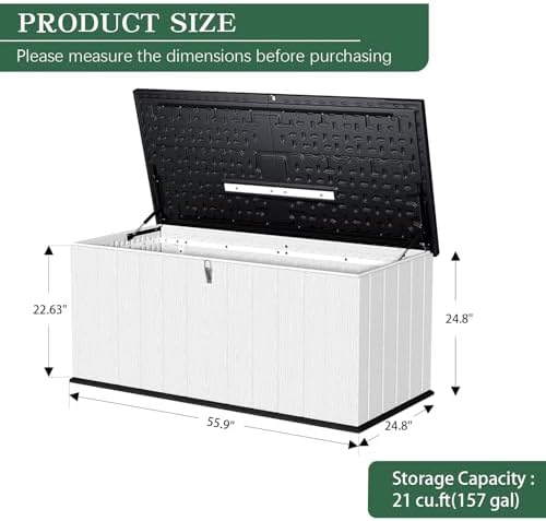 Outdoor Storage Shed, Resin Waterproof Storage Cabinet, Large Deck Box - Image 2