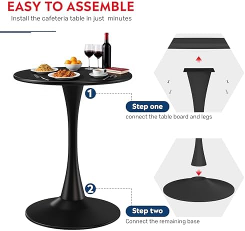 Costaelm Small Dining Table, Round PP Outdoor Table, Weather Resistant Balcony Table for Outside Poolside Deck Lawn Garden Backyard, Black - Image 5