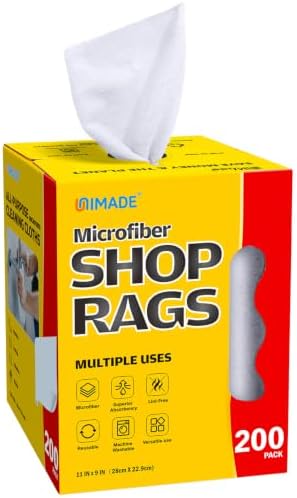 UNIMADE Shop Rags, 200 Sheets Microfiber Cleaning Cloth by Unimade