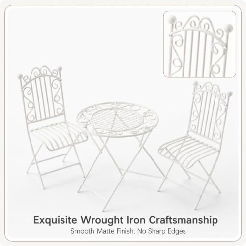 1 12 Scale Dollhouse Furniture Bistro Set, Miniature Metal Table Chairs - Image 3