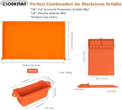 Full-Edge 36" 3-Piece Silicone Griddle Protection Kit - Image 2
