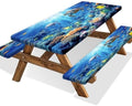 Picnic Table Cover with Bench Covers, Camping Essentials, Ocean Underwater World Table Cover, Fitted Camping Tablecloth Windproof Waterproof with Elastic Edge for Indoor Outdoor Patio 3PCS 30x72 Inch by Xguatan