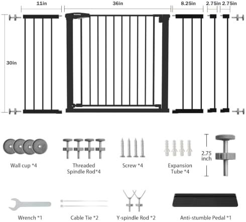 Mumeasy 36-60.5 in Extra Wide Baby Gate for Doorways, Pet Gate Indoor,Black - Image 2