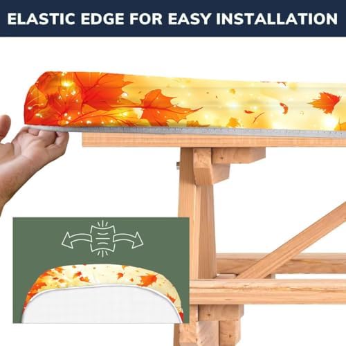 CAPSCEOLL Fitted Picnic Table Cover with Bench Covers 5ft - Fall Maple - Image 4