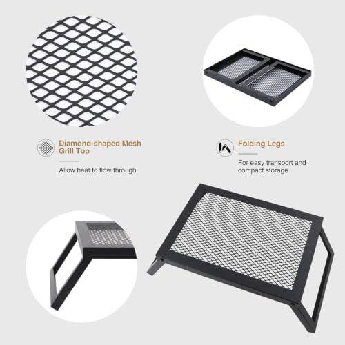 REDCAMP Folding Campfire Grill Grate, Portable Heavy Duty Steel Grate, Fire Pit Grill Grate for Outdoor Camping Cooking BBQ - Image 6