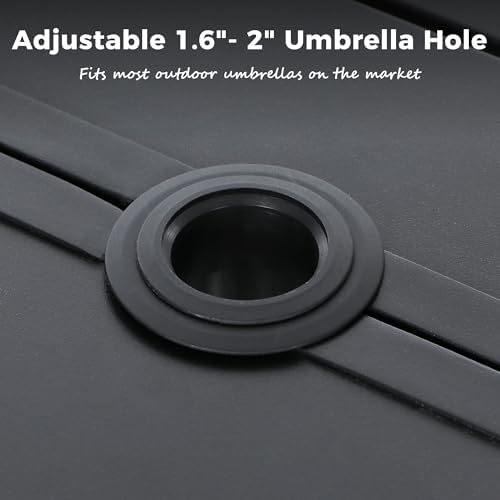 MIXPATIO Patio Table for 6, 59" Black Metal Dining Table w/Umbrella Hole - Image 7