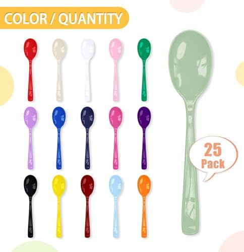 SietDESEO 25 PCS Sage Green Plastic Spoons Disposable Utensils Heavy Duty Sage Green Spoons Disposable Cutlery for Birthday Wedding Baby Shower Bridal Shower Plastic Silverware - Image 4
