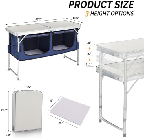 Outvita 2.3ft Portable Folding Camping Table Lightweight Suitcase White - Image 3