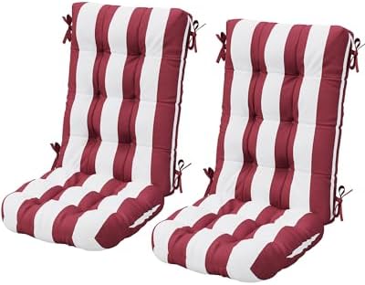 SERWALL HDPE Outdoor Rocking Chair Cushion Set of 2, Red White by SERWALL