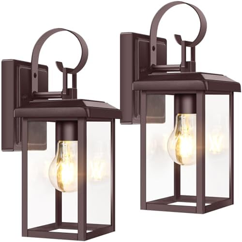 BesLowe 2-Pack Outdoor Wall Light Fixtures, Modern Porch Sconces, Brown by BringYourBrightFuture