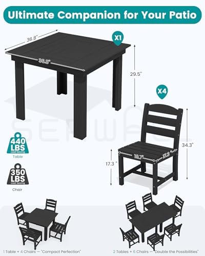 SERWALL HDPE Outdoor Square Dining Set for 4 - Image 2