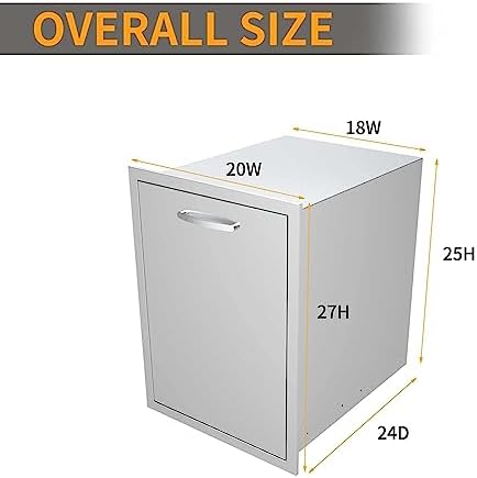 Outdoor Kitchen Drawers, Triple BBQ Drawers Stainless Steel Built-in Drawer For Outdoor Kitchen Island, Patio Grill Station,Trash Drawer - Image 3