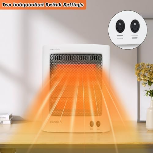 Radiant Space Heater, Portable Electric Heater, Infrared Heaters for Indoor Use, Halogen Heater for Garage Office, Foldable Holder, Overheat and Tip-over Protection, ETL Listed - Image 2