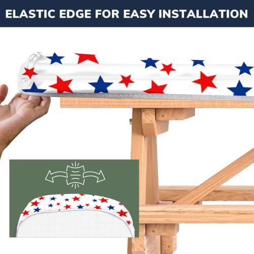 CAPSCEOLL Fitted Picnic Table Cover with Bench Covers 6ft - Stars - Image 3