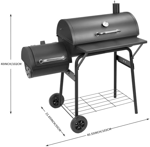 Charcoal Grill Offset Smoker 535 Sq.In.with Front Table for Outdoor BBQ - Image 5