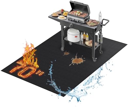 RICHIE 70 x 48 Inch Large Under Grill Mats for Outdoor Grill, Double-Sided Fireproof BBQ Grill Mat, Waterproof Oilproof Heavy-Duty Protector for Charcoal Gas Grills, Fire Pits, Deck, Patio and Lawn by RICHIE