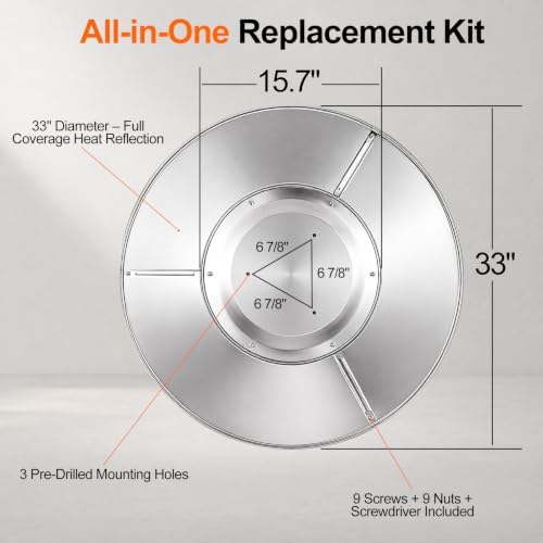 33” Patio Heater Reflector Shield– Aluminum Heat Shield, Universal Fit - Image 2