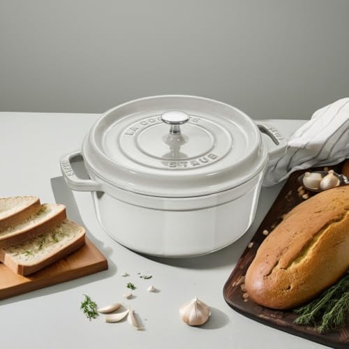 Staub Cast Iron 2.75-qt Round Cocotte - White Truffle, Made in France - Image 5