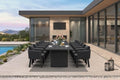 PURPLE LEAF Patio Dining Set 13 PC Aluminum with Olifen Wicker Chair Grey by PURPLELEAF