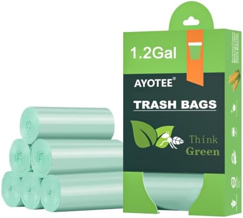 AYOTEE 1.2 Gallon Small Trash Bags Plant-based Mini Garbage Bags, 125 Count by AYOTEE