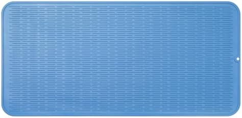 MicoYang Silicone Dish Drying Mat for Multiple Usage,Easy clean,Eco-friendly,Heat-resistant Silicone Mat for Kitchen Counter or Sink,Refrigerator or Drawer Liner Lichen BlueL 5XL 36inches x 18inches by MicoYang