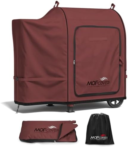 Foldable Grill Cover for Traeger 20 Series Wood Pellet, Waterproof 600D Heavy Duty Wood Pellet Smoker Cover, Fade＆Tear Resistant Pellet Grill Cover for Recteq 340 Grills Junior,Red by Unknown