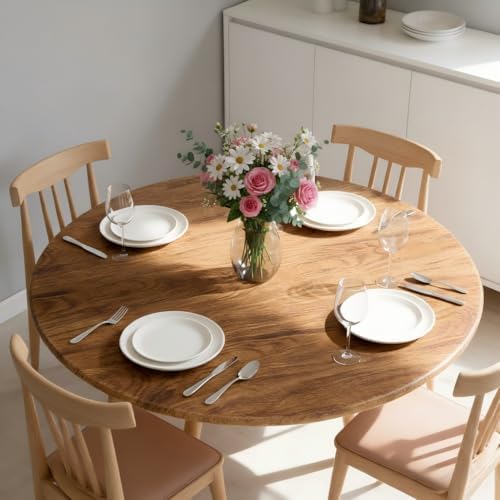 LUSHVIDA Round Tablecloth, Fitted Table Cloth for 36"-44" Tables, Pine - Image 2