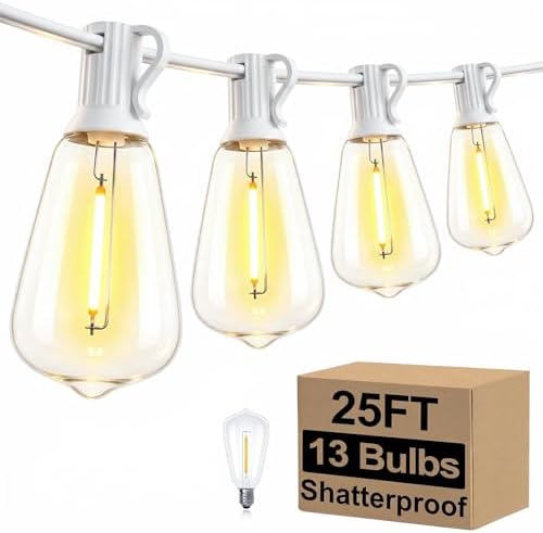 Brightever 25FT Outdoor String Lights 13 Bulbs, Waterproof Patio Lights by Brightever