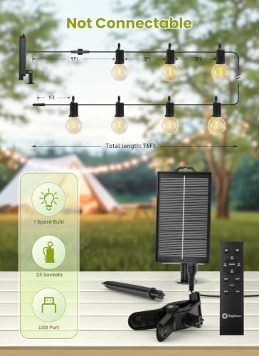 Brightown 76FT Solar String Lights Outdoor, IP65 Waterproof, Remote, Timer - Image 5