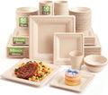 Havawish 200 Pcs Compostable Paper Plates and Bowls Set for 50 Guests, 10in & 8in Heavy Duty Sugarcane Disposable Plates 12 oz Biodegradable Cups and Paper Bowls, Party Camping Picnic(Beige) by Havawish