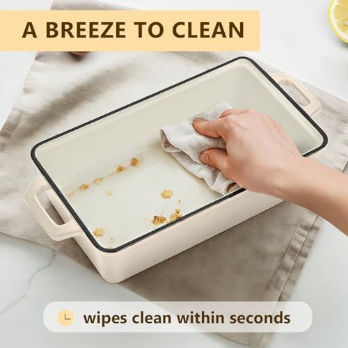 Wildone 2 in 1 Enameled Cast Iron Bread Pan with Lid, 9x5 Loaf Pans for Homemade Sourdough Bread, Cake, Meatloaf, Even Heating Bread Dutch Oven, Cream White - Image 6