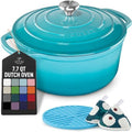 Zulay Kitchen 7.7 Quart Enameled Cast Iron Dutch Oven Pot with Lid – Premium Durability & Oven Safe up to 500°F – Heavy Duty Cookware Perfect for Bread Baking, Stews, Braising & Roasting – Light Blue by ZulayKitchen