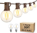 Mlambert 50Ft Outdoor String Lights, G40 Globe Patio Lights with 25+2 Waterproof LED Hanging Plastic Bulbs for Gazebo Pergola Cafe Bedroom-Brown Wire by Mlambert
