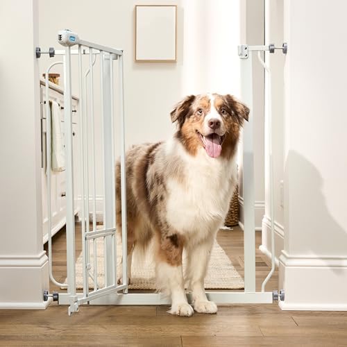 Carlson 36" Extra Tall Walk Through Dog Gate for Doorways & Bottom of Stairs, Metal Pet Gate with Small Pet Door, Expands 29”–36.5”, White - Image 5