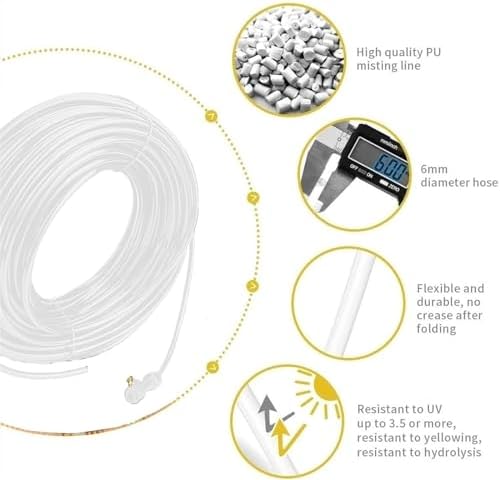 Misting Cooling System with Brass Fog Nozzles & Pump, Outdoor Misters Micro Spray Misting Drip Kit Micro Drip Irrigation Kit for Patio Garden Greenhouse,Trampoline for Waterpark ( Size : 20M(65.6ft)-3 - Image 2