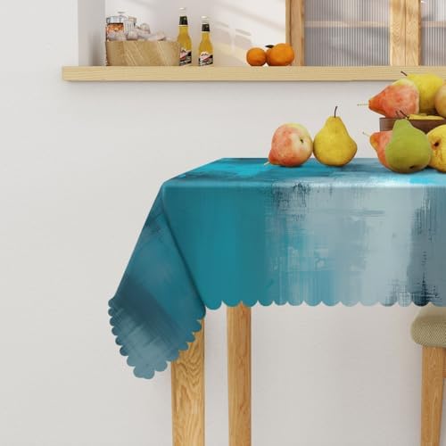 Teal Grey Tablecloth 54x54 Inch Square Abstract Art Painting Turquoise Table Cloth Decorations Table Cover for Party Picnic Kitchen Dinner Decor Outdoor - Image 3