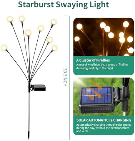 Solar Lights Outdoor Waterproof, 10 Packs 80LED, Solar Garden, Patio, Garden Decor, Patio Decor, Firefly Outdoor, Unique Gifts for Women, Gifts for Grandma - Image 2