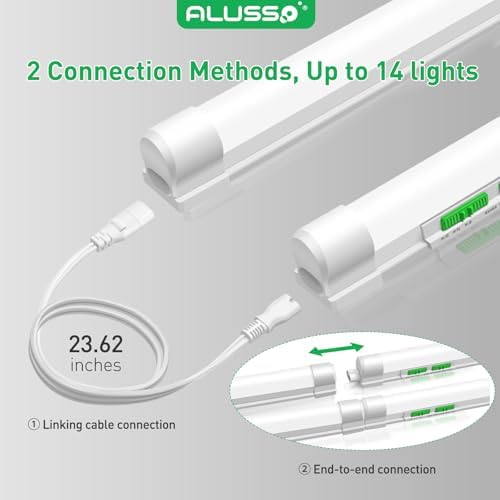 ALUSSO 4FT LED Shop Lights with 5CCT Selectable–2100LM T8 Integrated Fixture, 10 Pack, 2700K-6500K Adjustable Color Temperature, Corded Electric with On/Off Switch for Garage/Workshop - Image 5